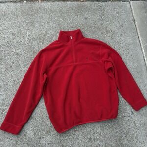Vintage Polo Ralph Lauren Mens XL Red Fleece 90s Preppy Quarter Zip USA Made